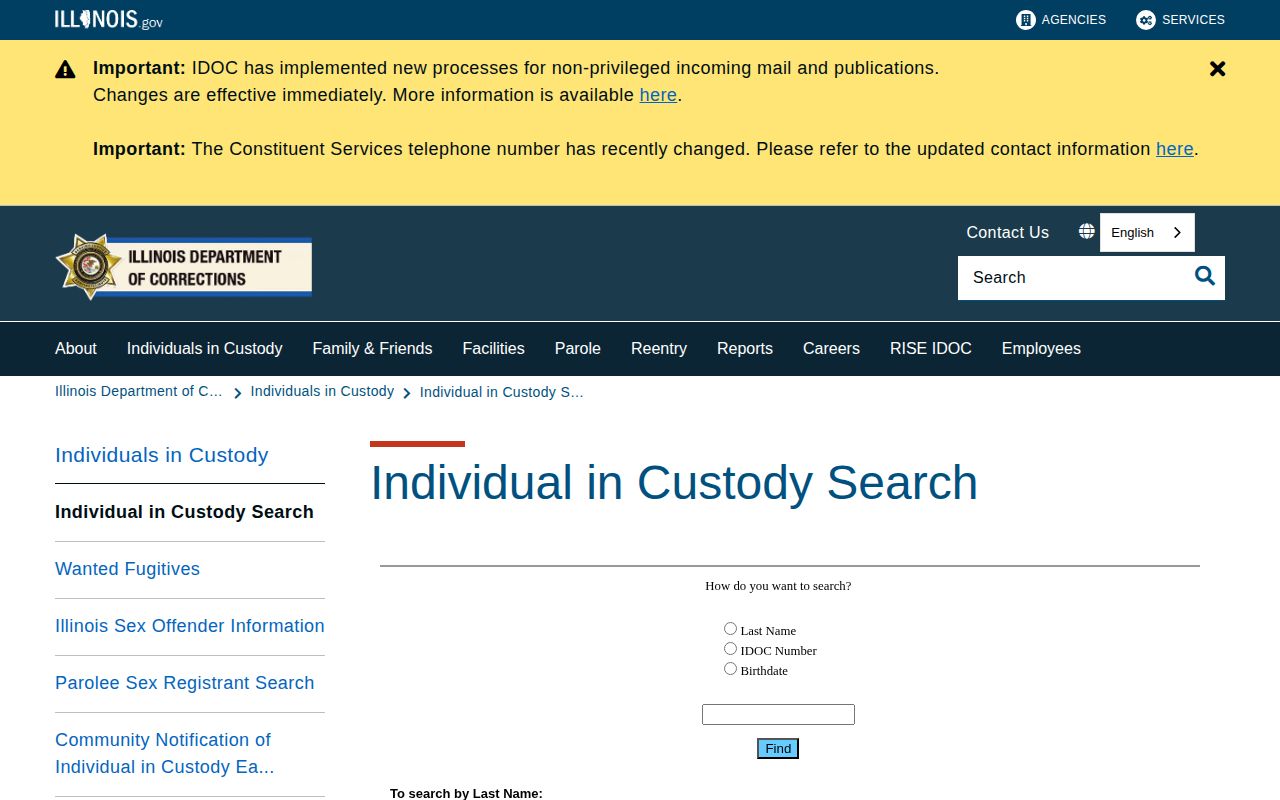 Montgomery County Illinois Department of Corrections state custody search and photo source